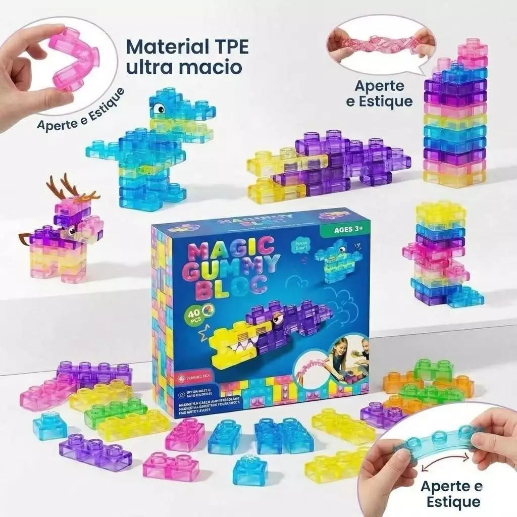 Kit de Blocos de Montar Squishy 40 Peças – Brinquedo Educativo Infantil