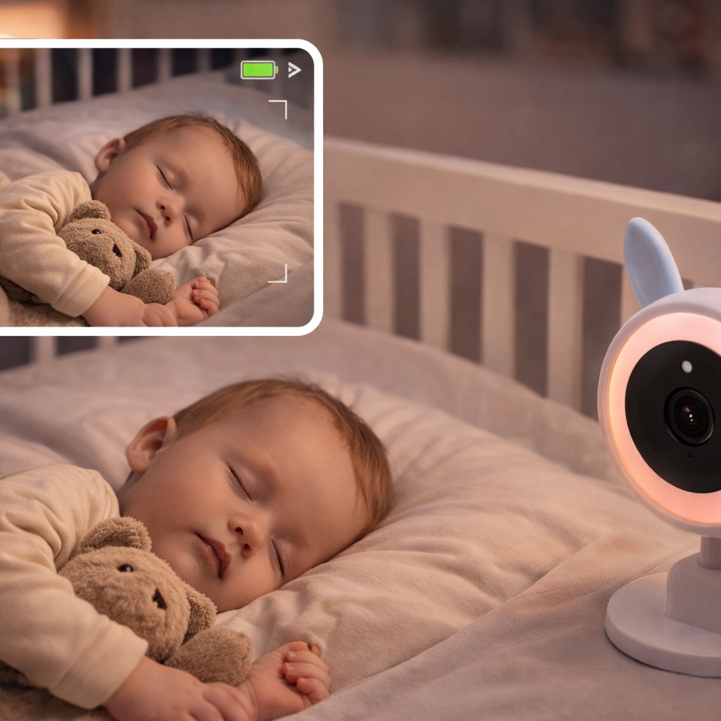 Babá Eletrônica SmartCare Pro – Monitor de Bebê com Câmera HD, Luz Noturna RGB, Áudio Bidirecional e Sensor de Temperatura