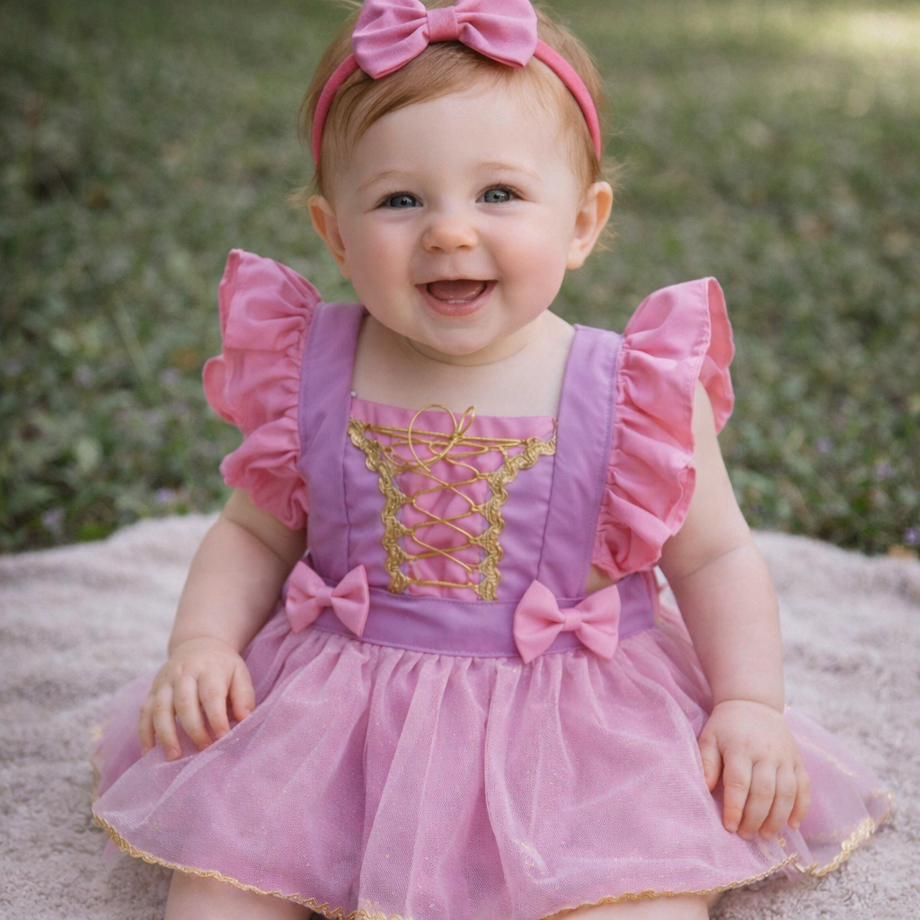 Vestido Romper Princesas Disney para bebê de 0 a 18 Meses
