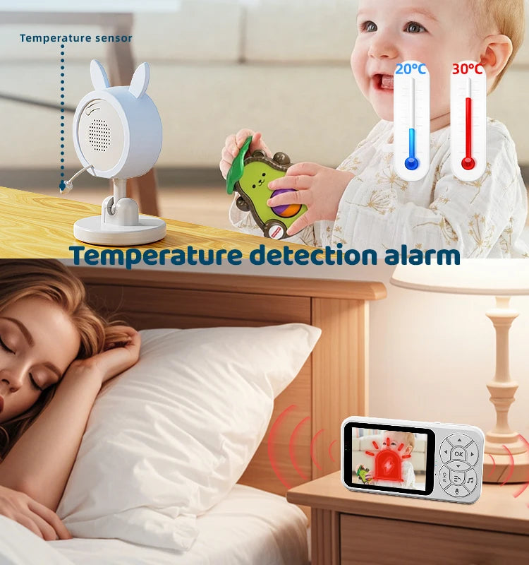 Babá Eletrônica SmartCare Pro – Monitor de Bebê com Câmera HD, Luz Noturna RGB, Áudio Bidirecional e Sensor de Temperatura