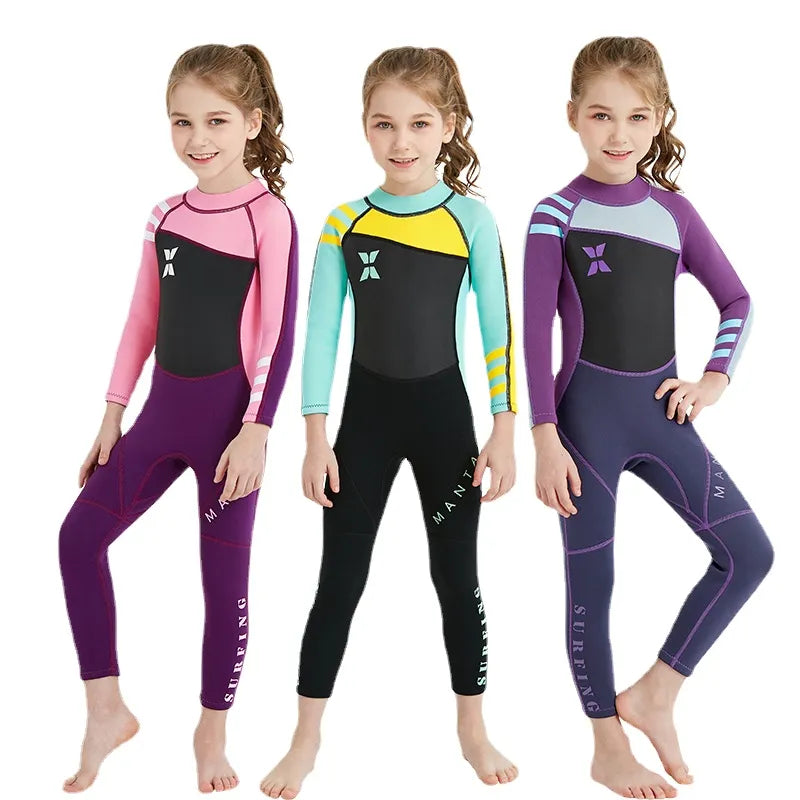 Macacão Infantil Aquatico Neopreme Longo para Meninas