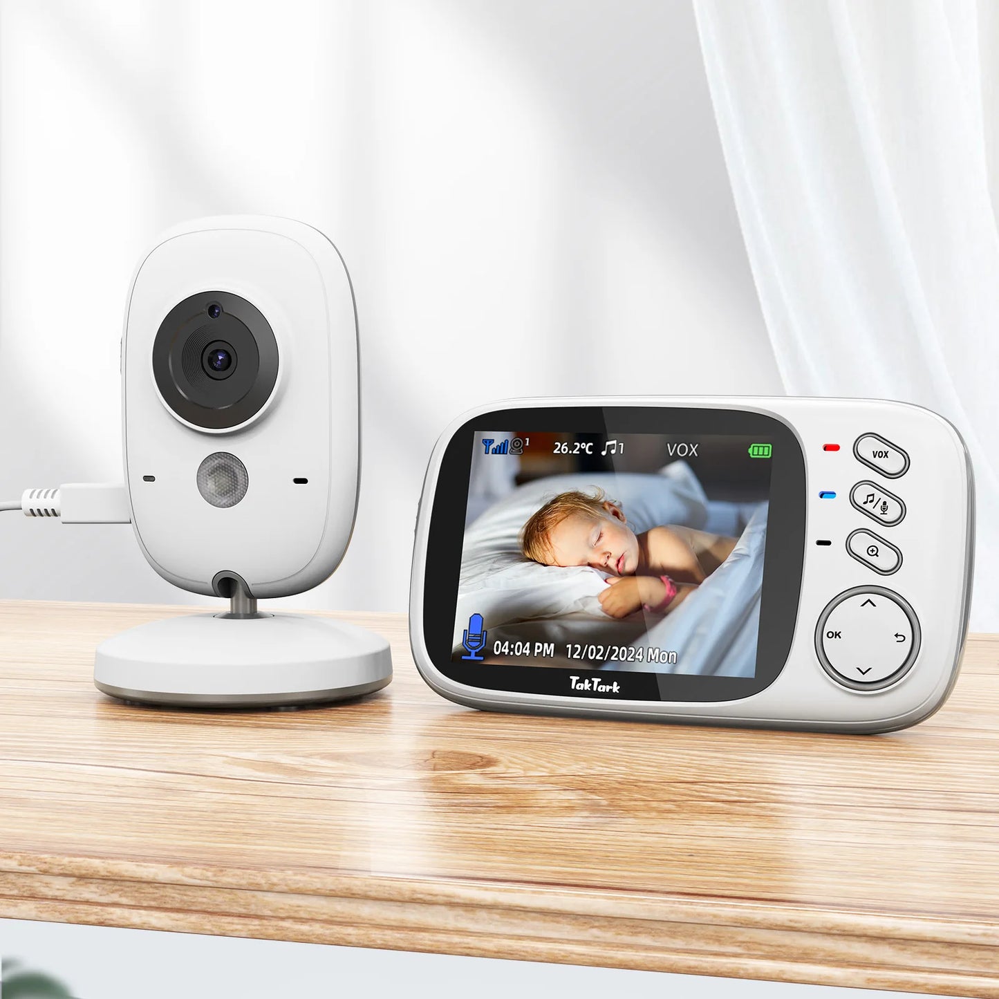 Babá Eletrônica Digital com Câmera – Monitor de Bebê com Visão Noturna, Áudio Bidirecional e Controle de Temperatura