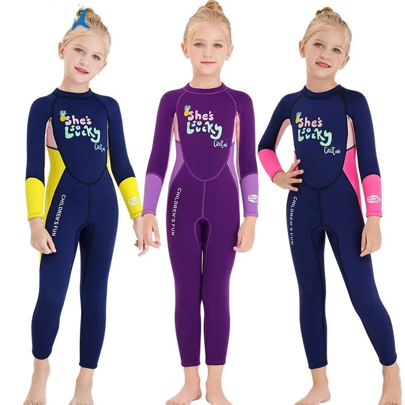 Macacão Infantil Aquatico Neopreme Longo para Meninas