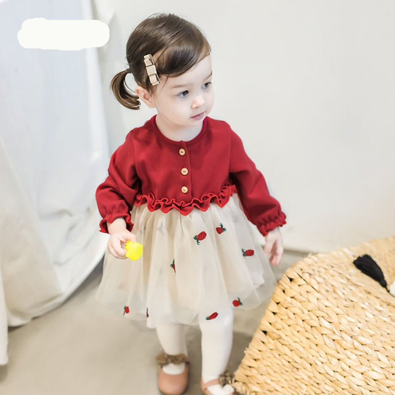Vestido Amila Bordado com Tule - Tamanho de 1 a 7 anos