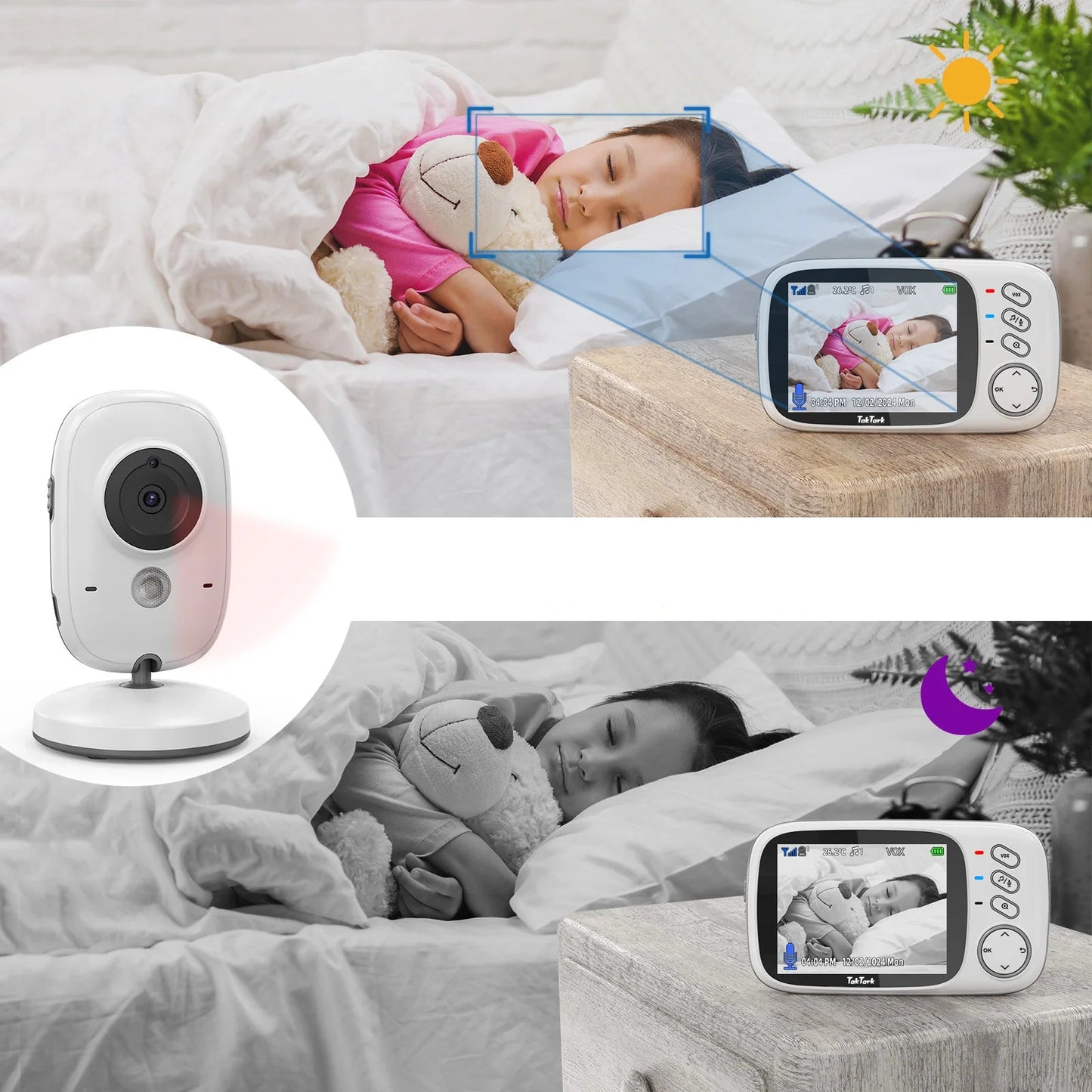 Babá Eletrônica Digital com Câmera – Monitor de Bebê com Visão Noturna, Áudio Bidirecional e Controle de Temperatura