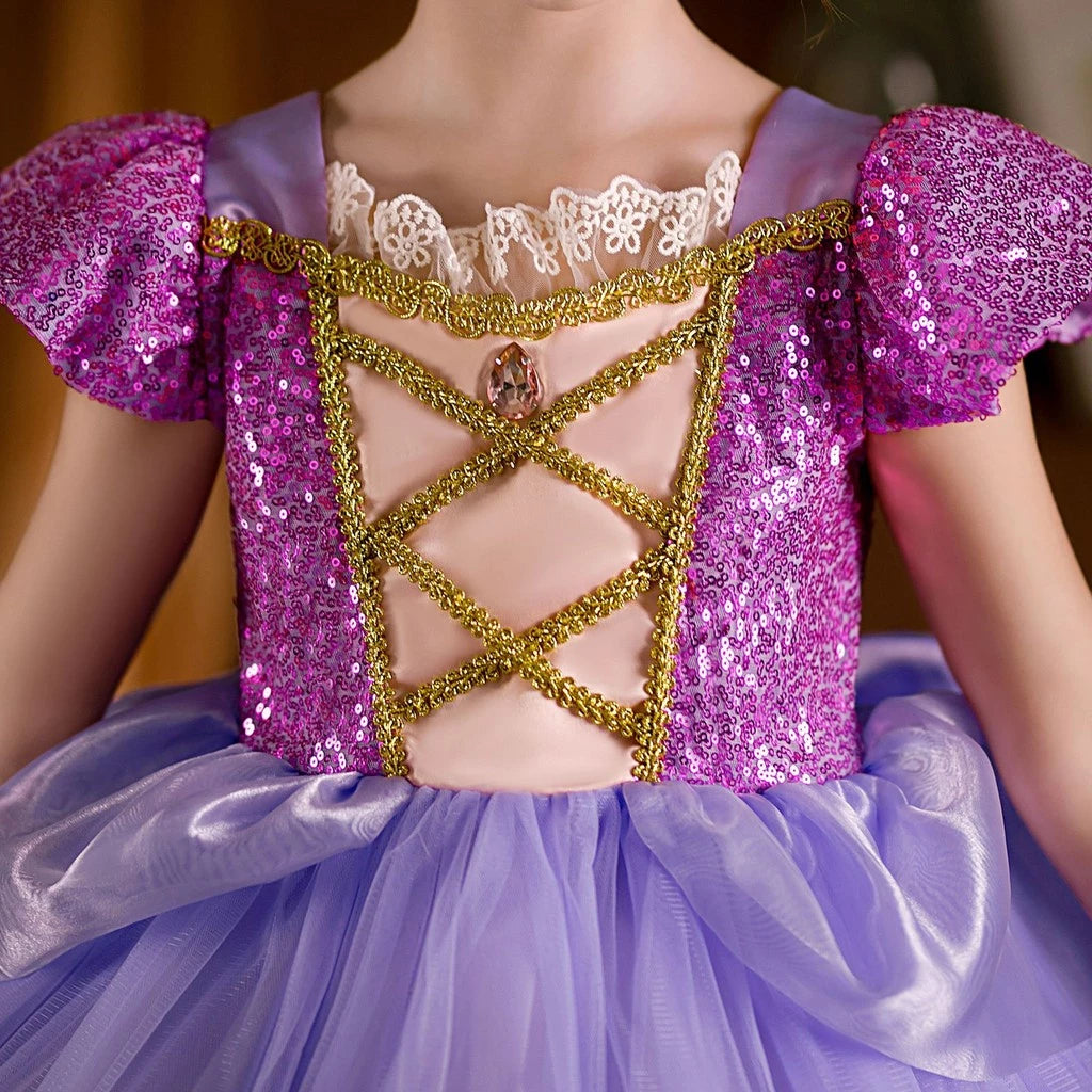 Vestido Rapunzel Luxo de 2 a 10 anos