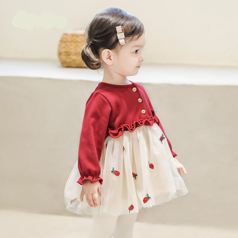 Vestido Amila Bordado com Tule - Tamanho de 1 a 7 anos